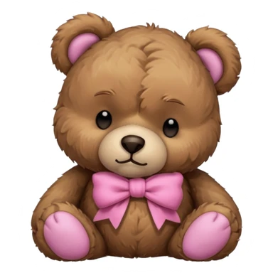 Frowning Sleeping teddy bear wearing pink bow sticker