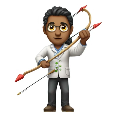 Realistic image of a Latin American chemist shooting a bow and arrow while synthesizing proteins  sticker