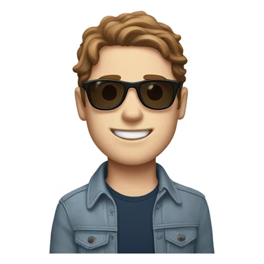 Evan hansen from dear Evan Hansen, with brown hair and sun glasses and a broken arm sticker