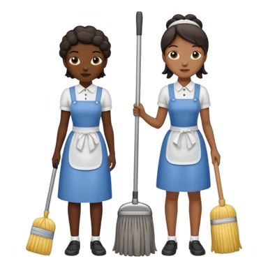 two ugly maids are holding the mop sticker
