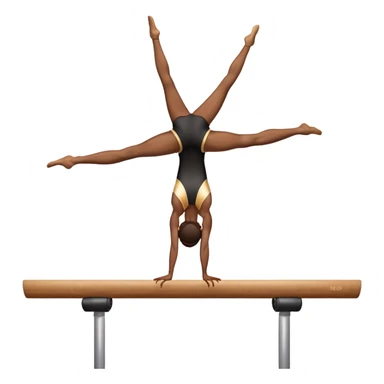 An artistic emoji of a professional sports acrobat performing a stunning balance pose on a narrow beam. The acrobat showcases perfect control, flexibility, and strength, executing an elegant handstand. The background features a bright gymnastics arena with spotlights. sticker
