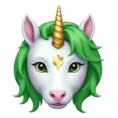 unicorn with green hair and earrings looking into camera sticker