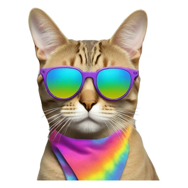 Psychedelic trippy tie die cat wearing sunglasses  sticker