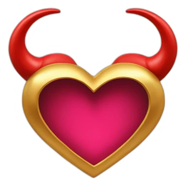 Gold heart frame with red horns sticker