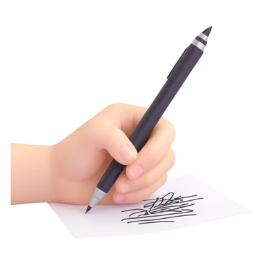 A hand holding a pen, aggressively scribbling on a piece of paper. The pen is clearly visible. The paper is filled with random black scribbles, so dense that most of it looks nearly black sticker
