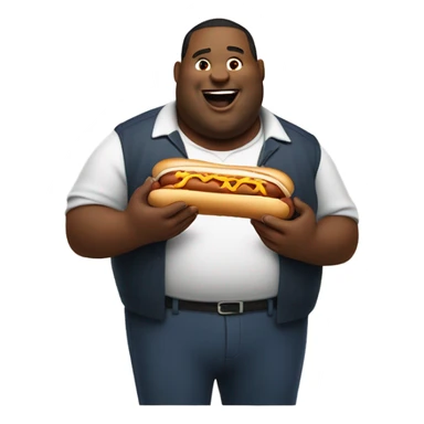 big fat guy eating a hot dog sticker