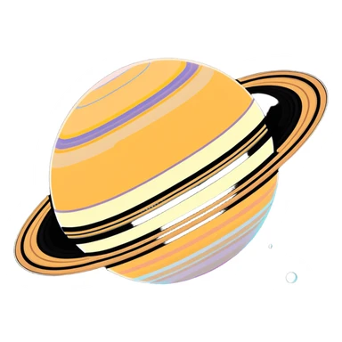 Saturn planet with a friendly face and visible rings sticker
