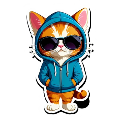 Cat with sunglasses and hoodie saying nice sticker
