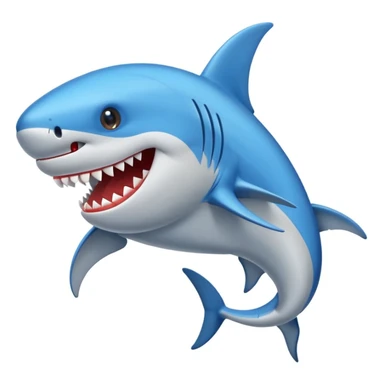 Un tiburón con zapatillas azules puestas sticker