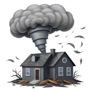 A tornado with a house sticker