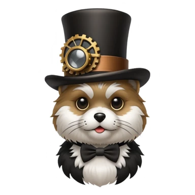 Steampunk with top hat black and white Shitzu sticker