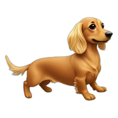long haired blonde dachsund surfing sticker