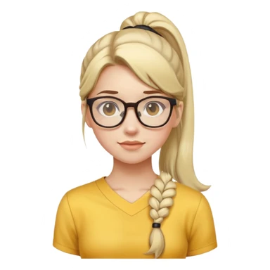 girl with ponytail with glasses half body yellow blouse sticker