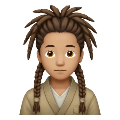 Casual person with tied-back dreadlock, asian sticker