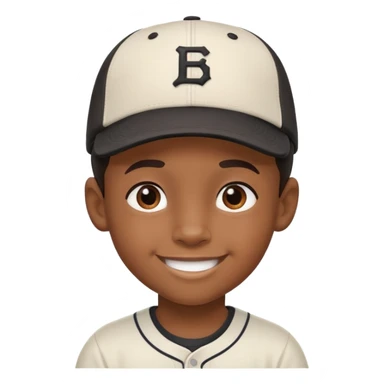 black kid with a sideways baseball cap, smiling sticker