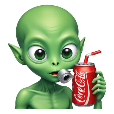 alien drinking a can of Coke sticker