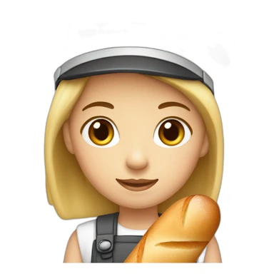 Fille avec un béret et une baguette de pain sticker