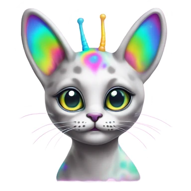 Lisa frank alien cat with antennas on head ￼ sticker