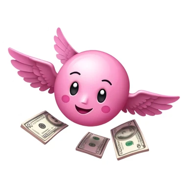 pink money flying  sticker
