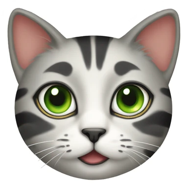 Tricolor cat with green eyes, red spots and dark gray stripes sticker