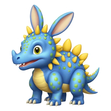 Blue Stegosaurs with yellow bunny ears and yellow spots sticker