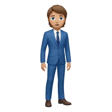 Chico blanco pelo castaño, traje cuerpo entero pelo revuelto ojos azules sticker