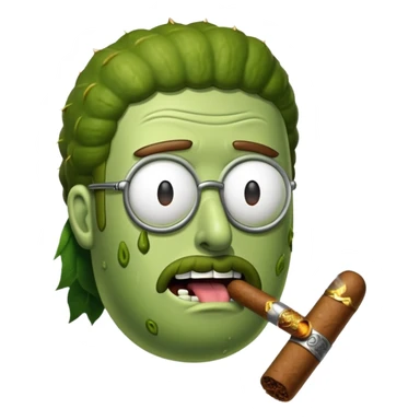 Pickle Rick smoking a cigar sticker