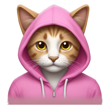 Cat wearing a pink hoodie sticker