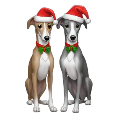 2 italian galgos dressed for christmas sticker