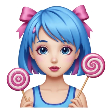 candy girl from candyland blue pink mixed candy hair with ribbon and  sticker