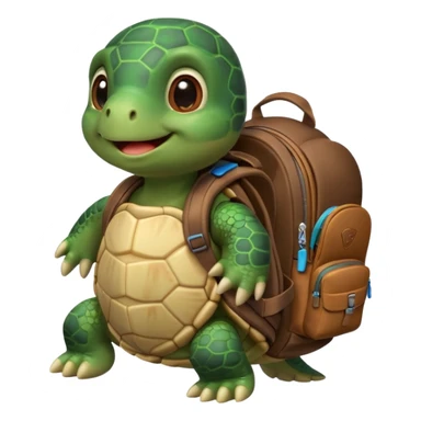 a cute little turtle with a backpack sticker