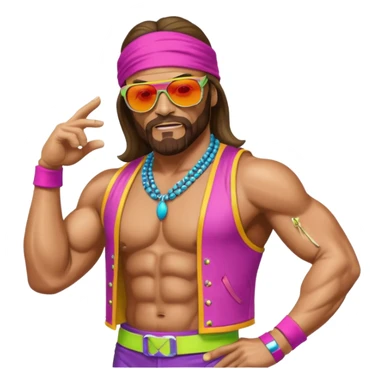 Create a Macho Man emoji for a teams chat but make it more original style to the game - make it as realistic as possible sticker