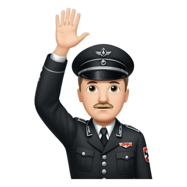 Adolf Hitler with a small mustache raising one hand straight out like a Sieg Hail salute in Black SS uniform. The arm must be straight out with no bend in the elbow sticker