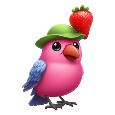 Pink bird  with a strawberry hat  sticker