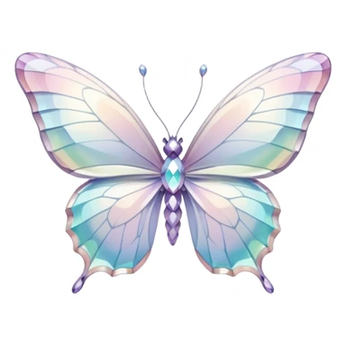 Pastel white iridescent glass crystal butterfly sticker