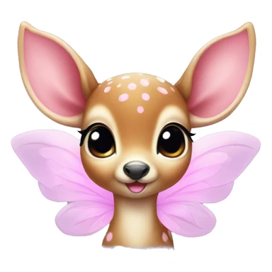 baby deer with fairy wings and a pink bow around its neck  sticker