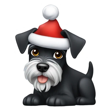 Black mini schnauzer in a Santa hat sticker