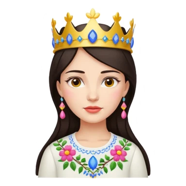 Ukrainian woman in a white embroidered shirt with dark hair and a crown of flowers on her head sticker