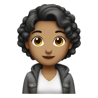 i love you white female black hair  sticker