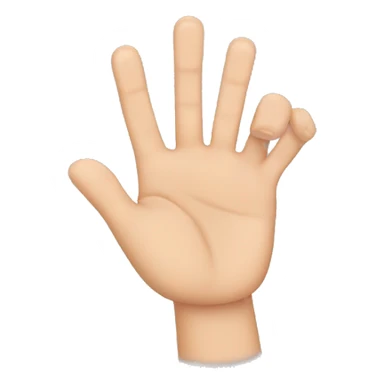 A hand with the thumb, index, middle and little fingers on top and the ring finger hidden sticker