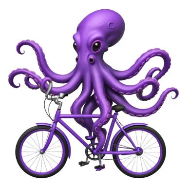 tentacle alien riding a bicycle, octopus-like alien using tentacles to steer, weird but cute anatomy, sci-fi fantasy vibe, 3D cartoon, mobile game icon style, clean background, no text, no watermark
 sticker