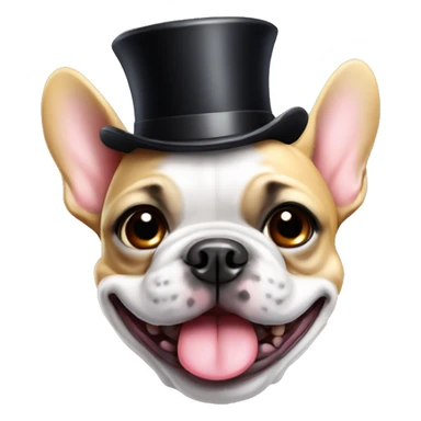 Smiling frenchie with a top hat sticker