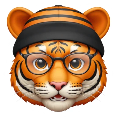 Un tigre enfadado con una mesa de dj . Lo quiero más profesional con unos audífonos y cara de astuto . Mejor con un sobrero y sin audífonos y con unas gafas  sticker
