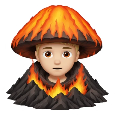 boy in a volcano sticker