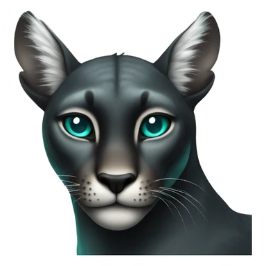 winged black puma with turquoise eyes flying sticker