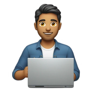 Indian white man with computer with taking lot of responsibility of work and family at the age of 27 sticker