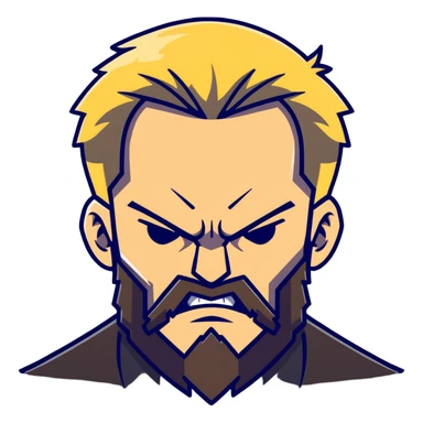 angry man with blonde hair and beard sticker
