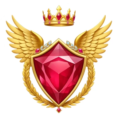 Big triangle rubby stone award-in-frame-decorated-with-big-golden-angel--wings and tiara sticker