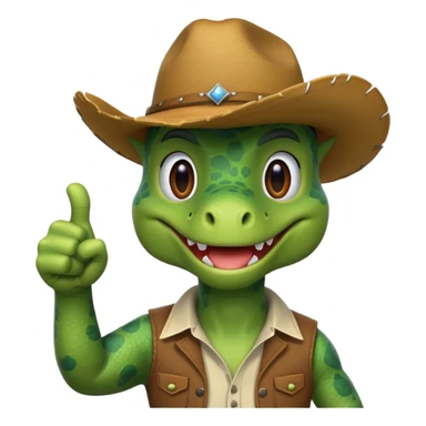 Dinosaur wearing a cowboy hat and giving thumbs up  sticker