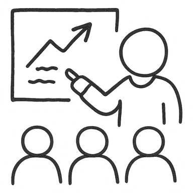 hand-drawn outlined icon of a person giving a lecture, sketchy style sticker